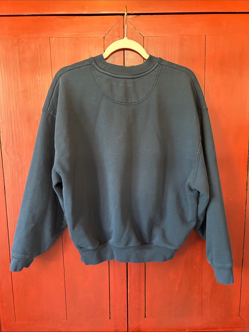 Anine Bing Jaci Sweatshirt Paris in Washed Navy Blue, Size Small - Picture 6 of 6